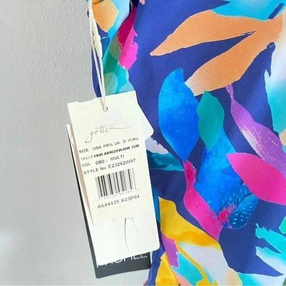 Gottex Scoop Neck Swim Dress with Ruffled Slit Hem Sz 18W - Picture 5 of 11